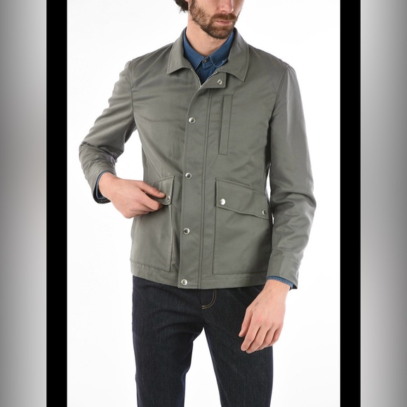 Brunello Cucinelli Other - Brunello Cucinelli mens 46 green zip up button snap cotton blend light jacket